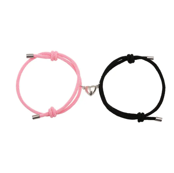 Magnetic Heart Bracelets PINK-BLACK – A Stylish Symbol of Unity - Image 3